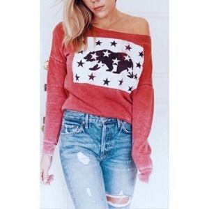 Karma Nation Crew Neck Red Flag Bear Sweatshirt